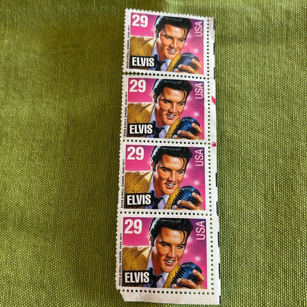 Elvis Presley 29 Cent Stamp Sheet of Four Issued: January 8, 1993.